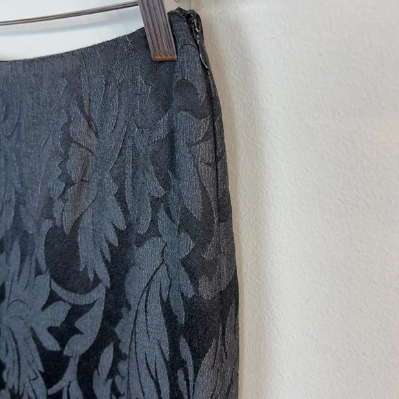 Max Mara Pants 6 Womens Black Gray Leaf Virgin Wool Silk Blend Straight Leg - Picture 3 of 11